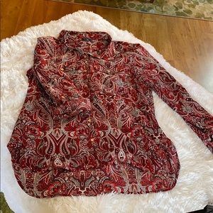 Tommy Hilfiger Red Paisley Blouse size XL